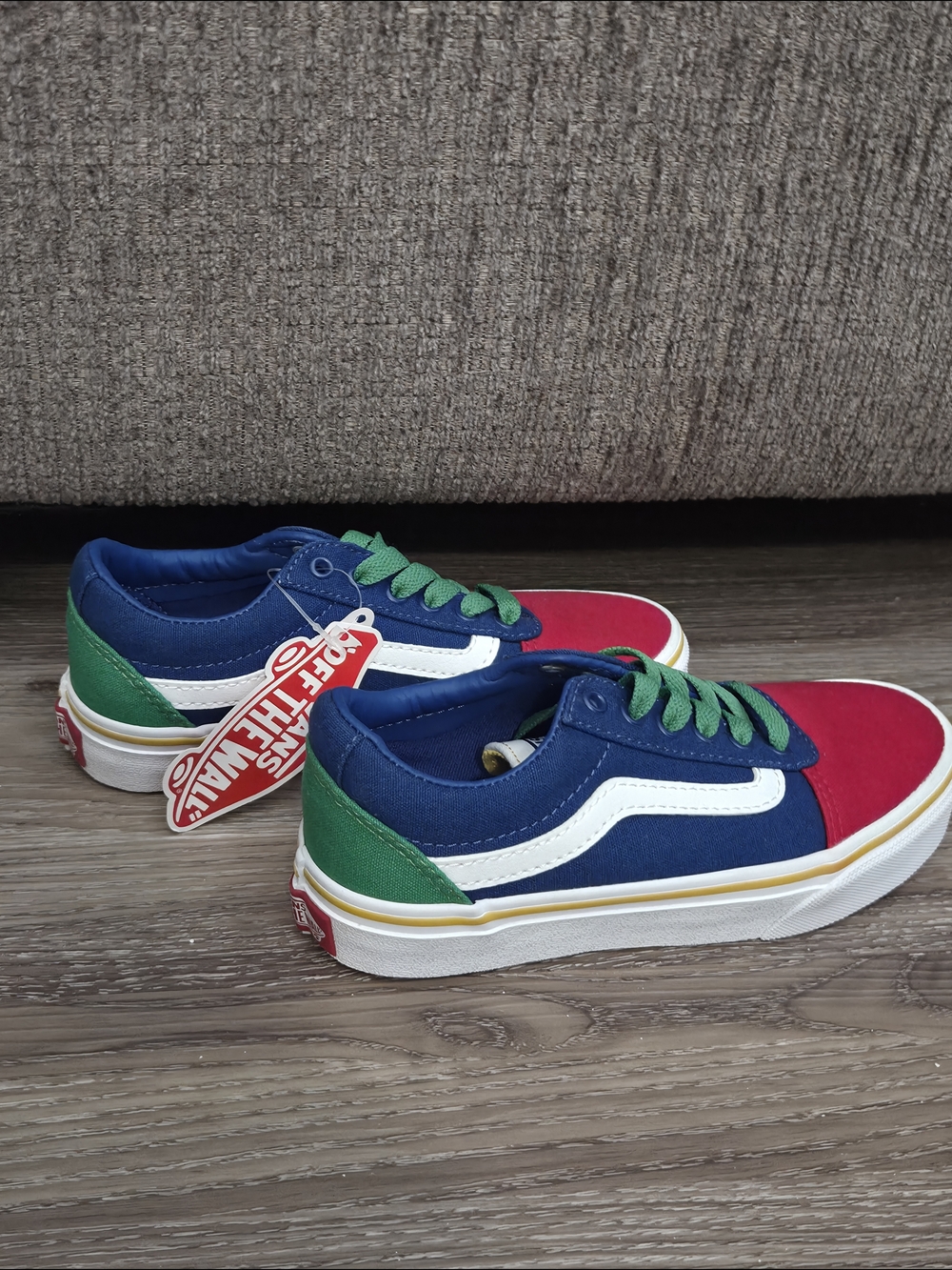 Vans Old Skool Colorblock Sneakers - Navy, Red & Green